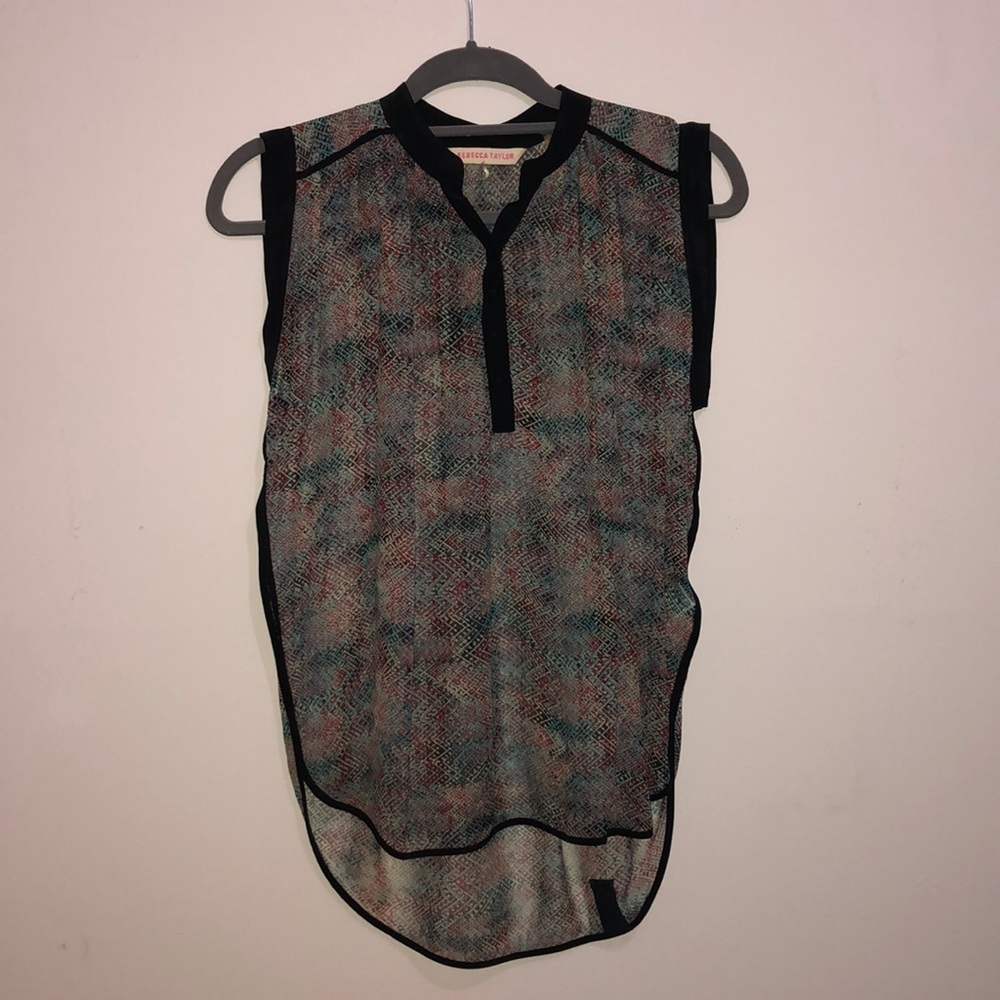 Rebecca Taylor Silk High Low Sleeveless Tunic